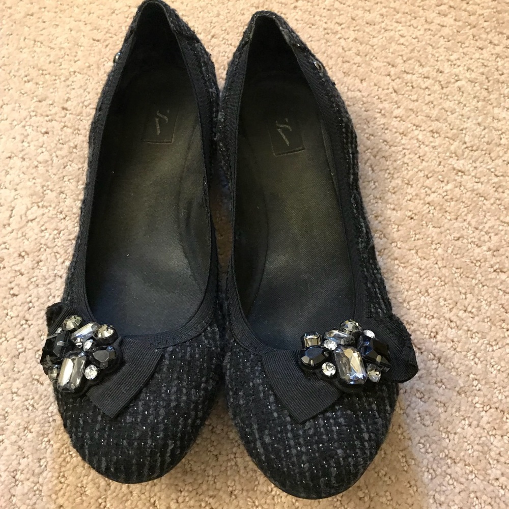 Simply Vera Black Tweed Jewel Flats